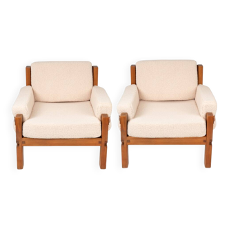 Pierre Chapo. Pair of elm armchairs. 1970s.