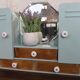 Green vintage toilet cabinet and wood