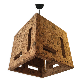 Vintage cork cube pendant lamp