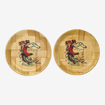 2 Bamboo trays of Asian origin certainly 1950
