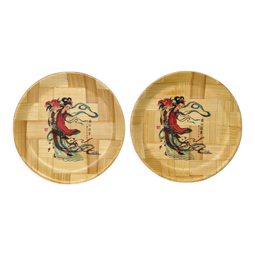 2 Bamboo trays of Asian origin certainly 1950