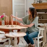 Old wooden pedestal table