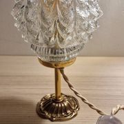 Duo lampes verre ciselé pied bronze ancien
