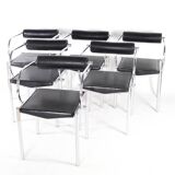 Set of 6 chrome and leather chairs