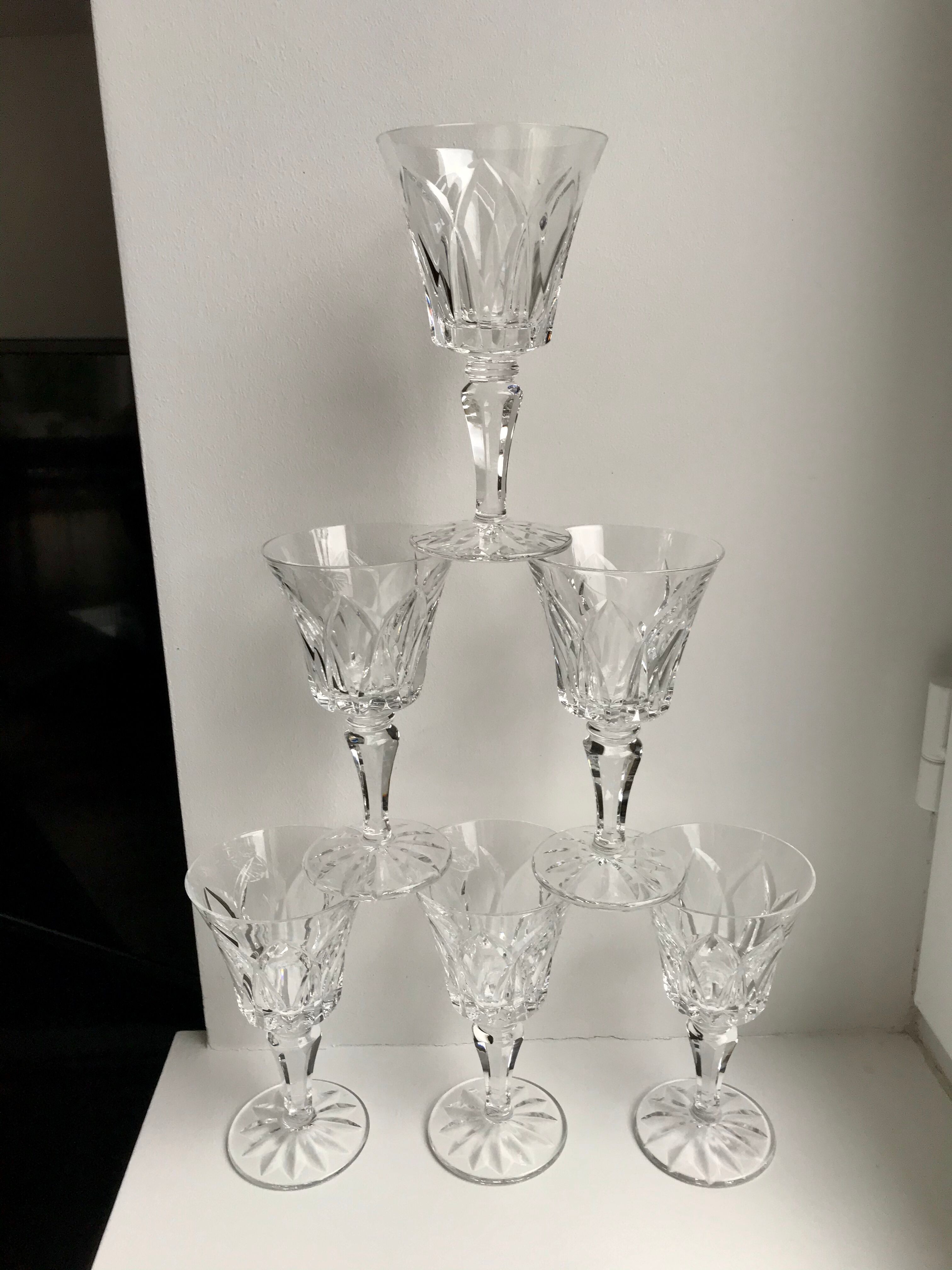 Set of 6 crystal wine glasses 50s
