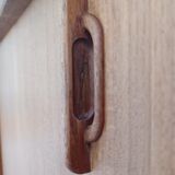 Scandinavian teak row 50s-60s, French manufacture signed Eros