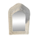 Vintage white rattan mirror with a gothic frame.