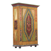 Rustic Farmhouse Antique Original Folk Art Painted Bridal Cabinet