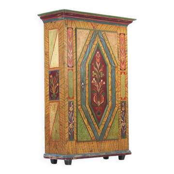 Rustic Farmhouse Antique Original Folk Art Painted Bridal Cabinet