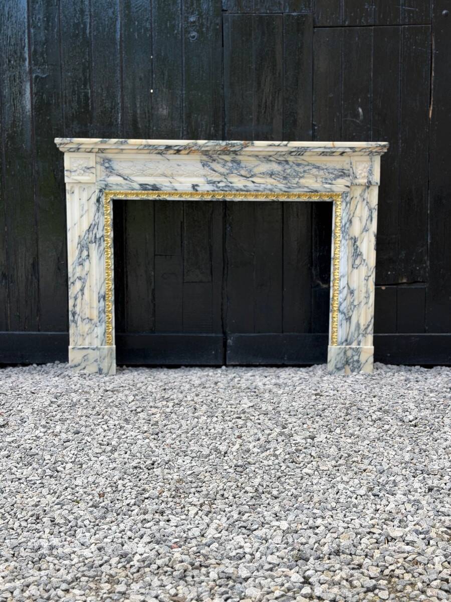 Louis XVI style fireplace in Paonazzo marble, circa 1880.