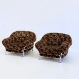 Vintage Italian lounge chairs with tubular frame