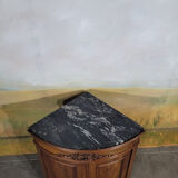 Small corner cabinet with marble, corner sideboard.