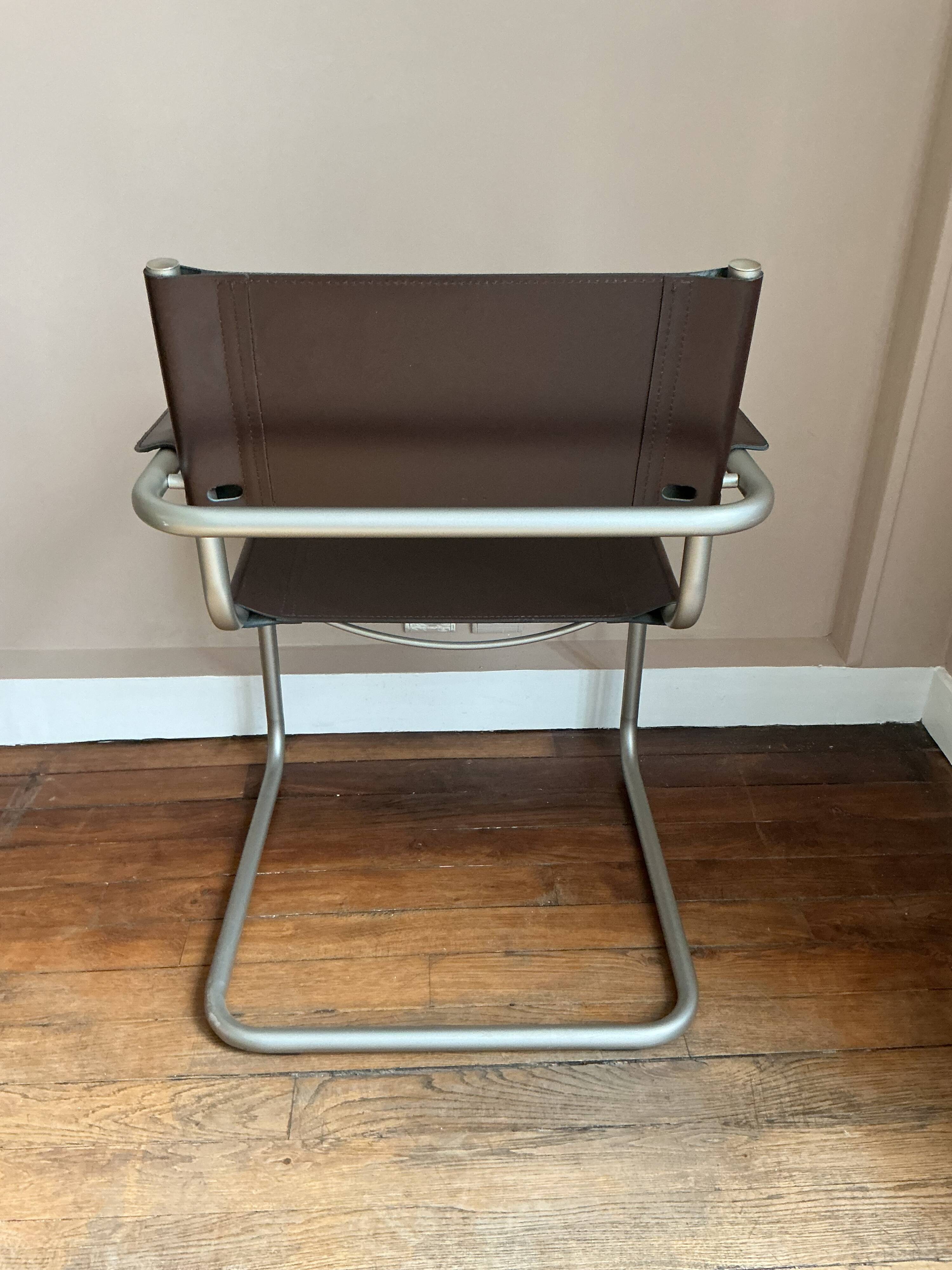 Metal and leather armchair, Marcel Breuer style.