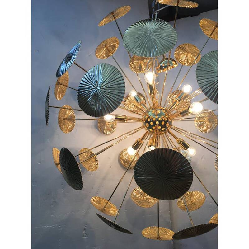 Water-Lily Brass Sputnik Sphere Candlestick