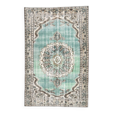 Tapis oriental vintage vert et crème 5x8 157x235 cm SK 24776