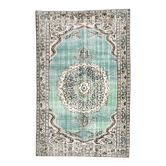 5x8 Green & Cream Oriental Vintage Rug 157x235Cm SK 24776