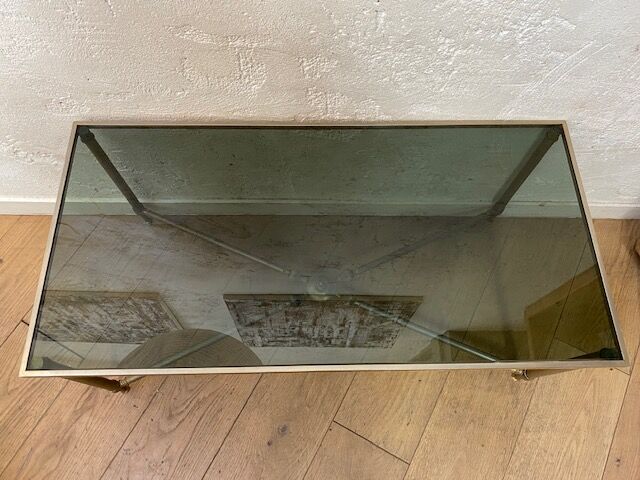 Glass and brass coffee table