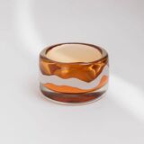 Vintage Skrdlovice Glass Bowl by Jaroslav Svoboda – Bold orange amber glass with white wave, Czech 1970s