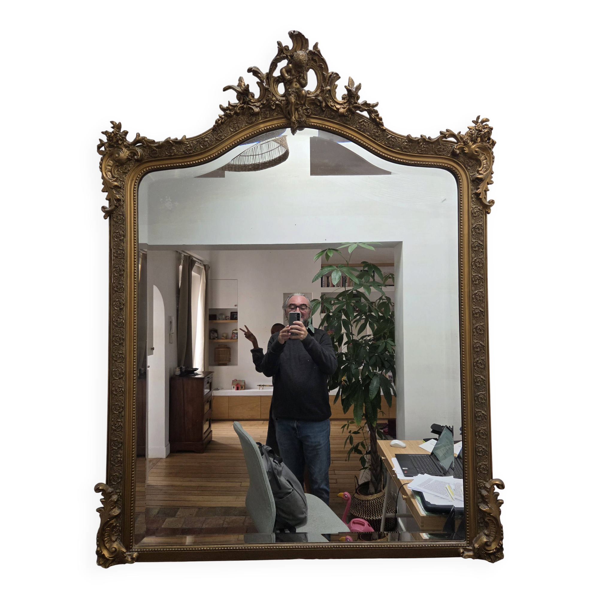 Grand miroir dorures et angelot