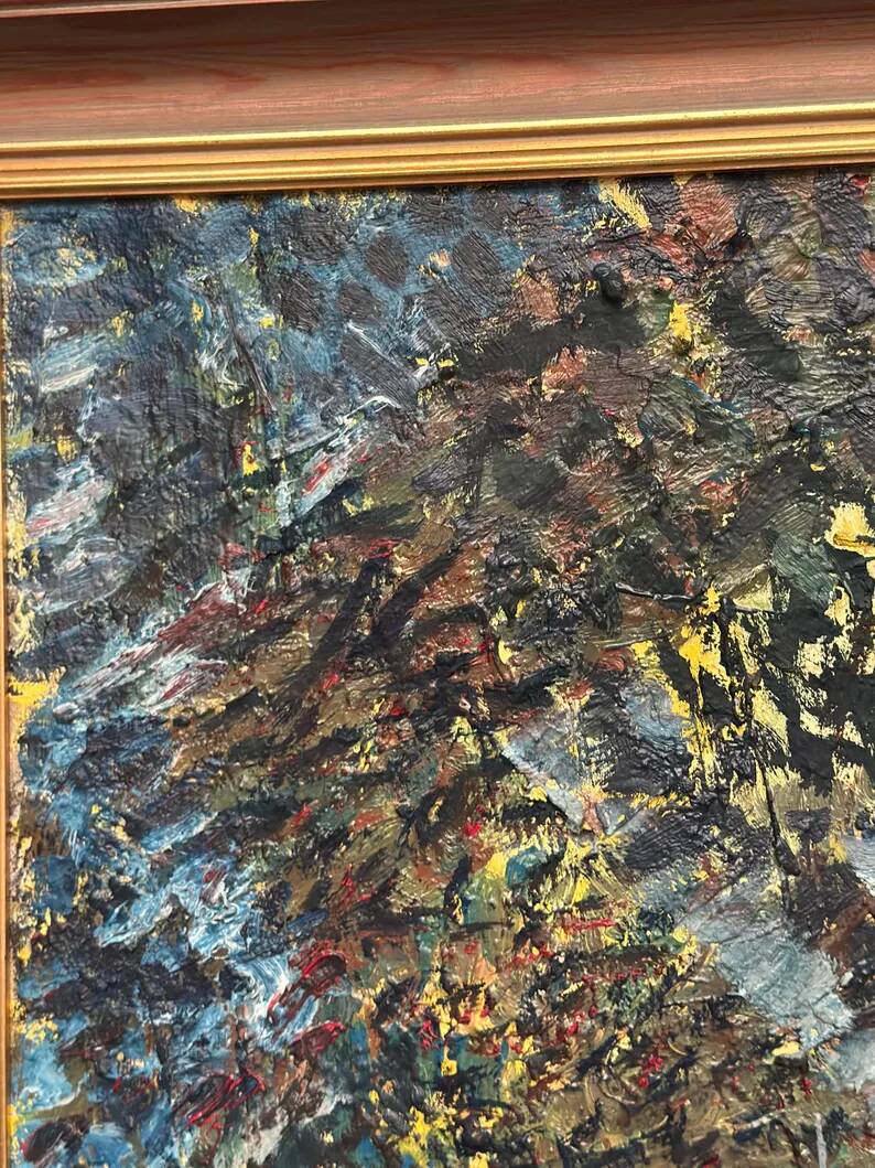 Grande huile sur toile suédoise originale – « Composition » par Valter Gibson