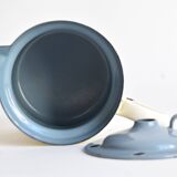 Vintage enameled sheet metal milk jug with lid f