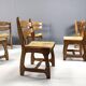 Vintage oak and wicker dining chairs, 1960s