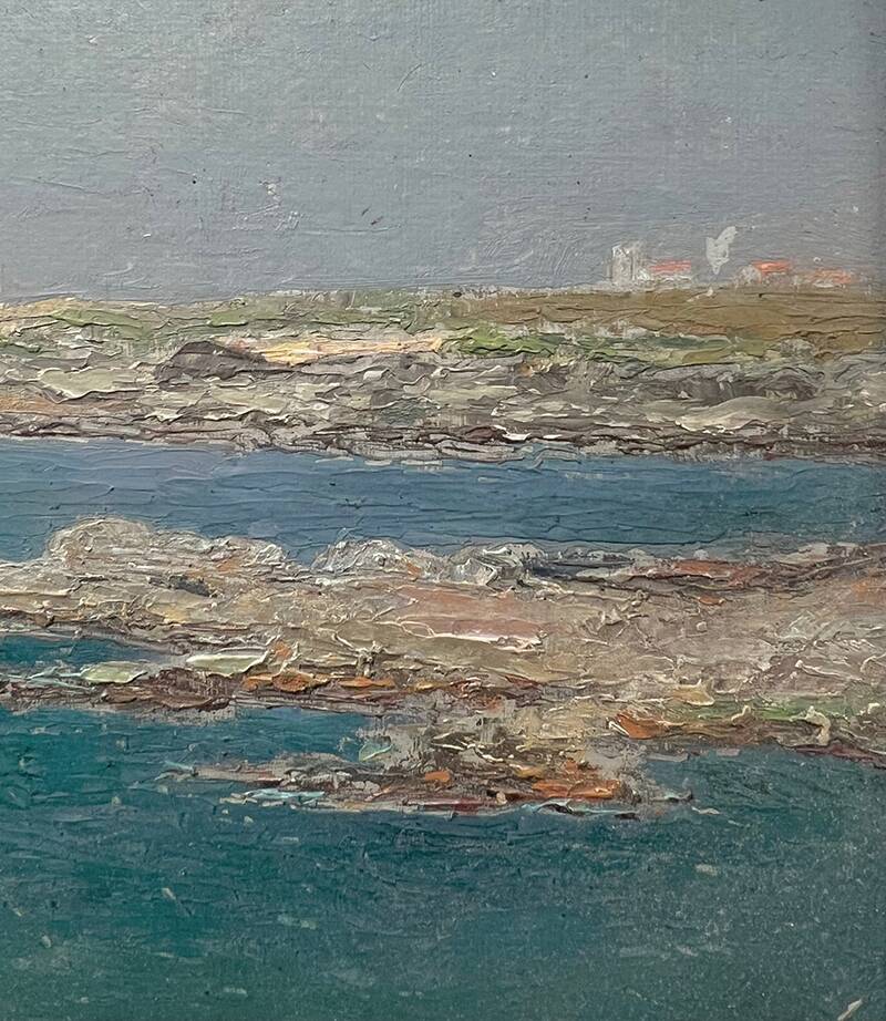 Painting "Seaside", oil on strong cardboard.