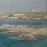 Tableau "Bord de mer", huile sur carton fort.