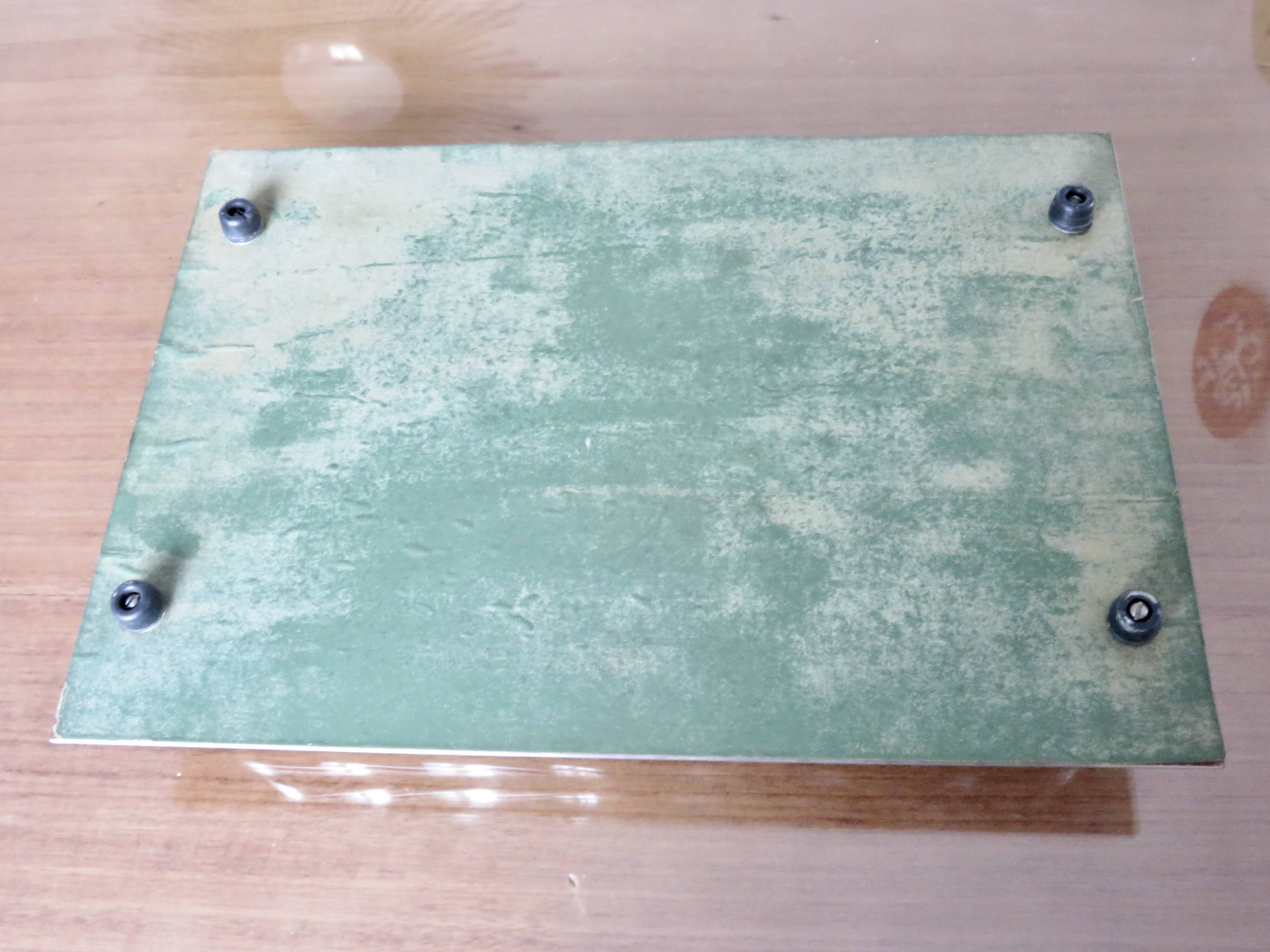 Ancien plateau miroir français en laiton chromé, art déco, années 20 30