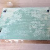 Ancien plateau miroir français en laiton chromé, art déco, années 20 30