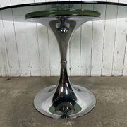 Table pied tulipe plateau verre fumé attribué à Gastone Rinaldi