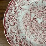 Set of 6 English flat plates, red tones