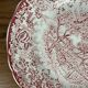 Set of 6 English flat plates, red tones