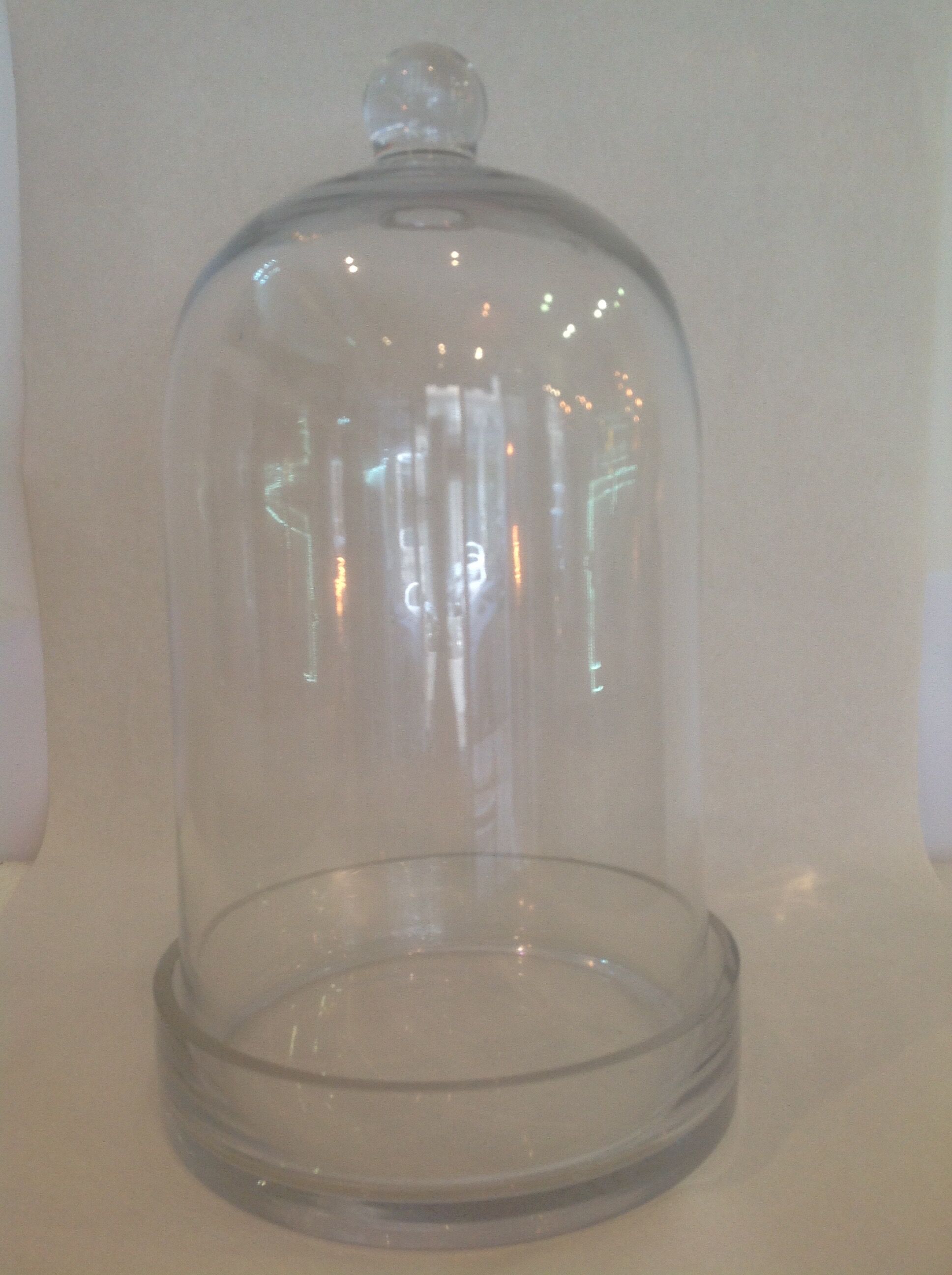 Support en verre avec cloche en verre