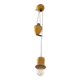 Suspension rises and falls in yellow painted metal