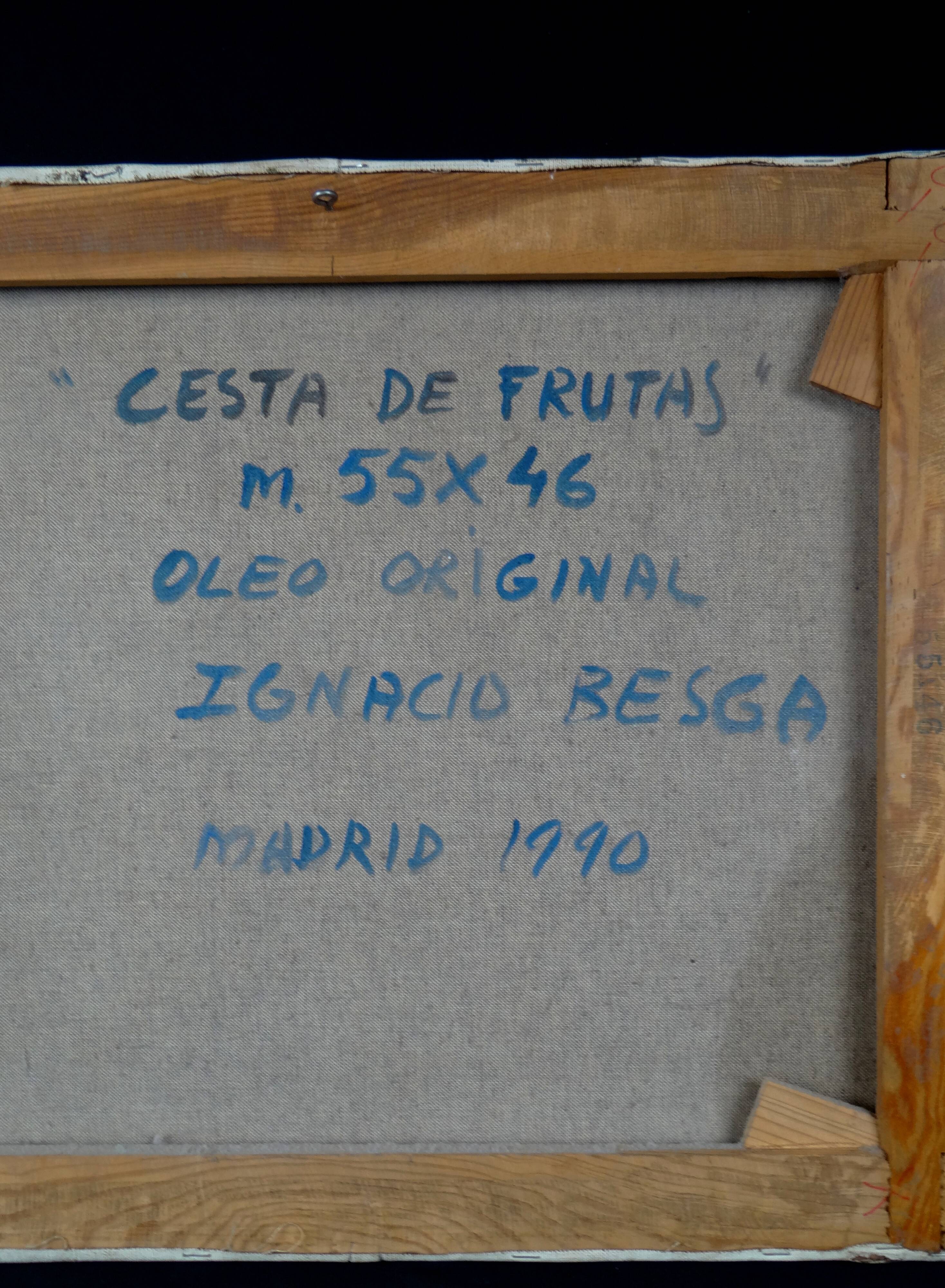 'Cestas de Frutas' (Basket of fruit) Oil on canvas signed Ignacio Besga
