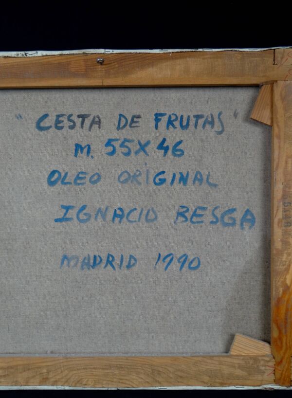 'Cestas de Frutas' (Panier de fruit) Huile sur toile signée Ignacio Besga