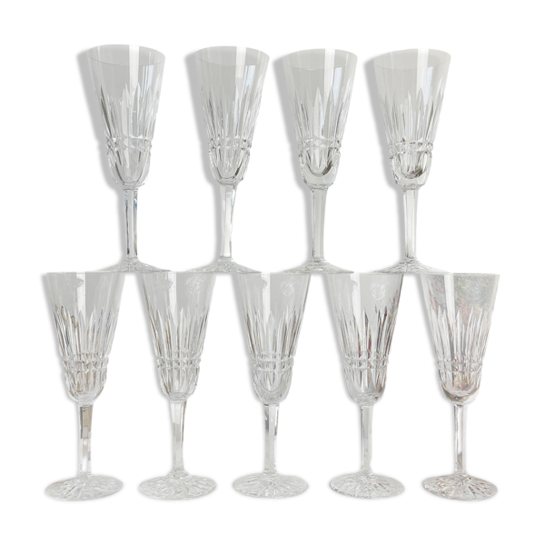 9 Flûtes Cristal ciselé Français