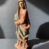 Old Virgin Mary sculpture in polychrome wood, 18th century