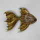 Vintage brass and stone fish-shaped wall light, 1970s