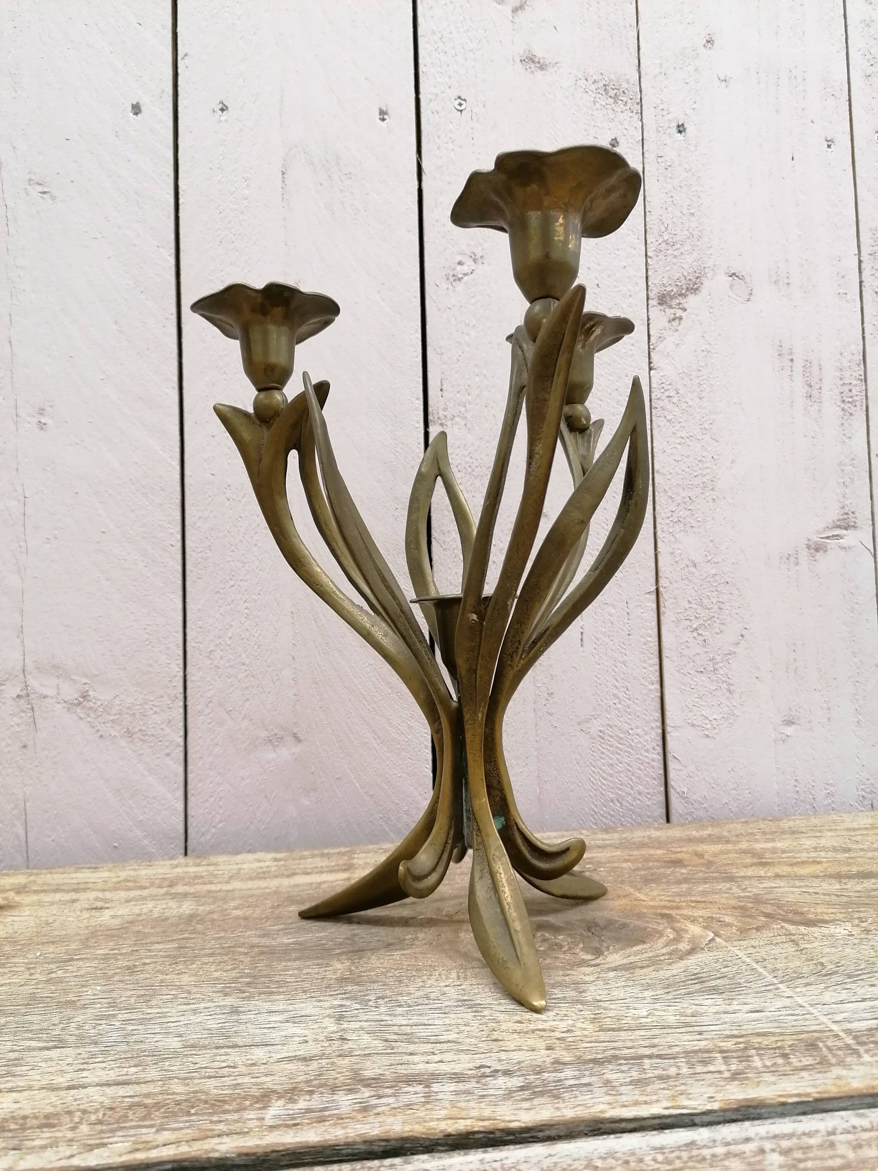 Brass art nouveau chandeliers
