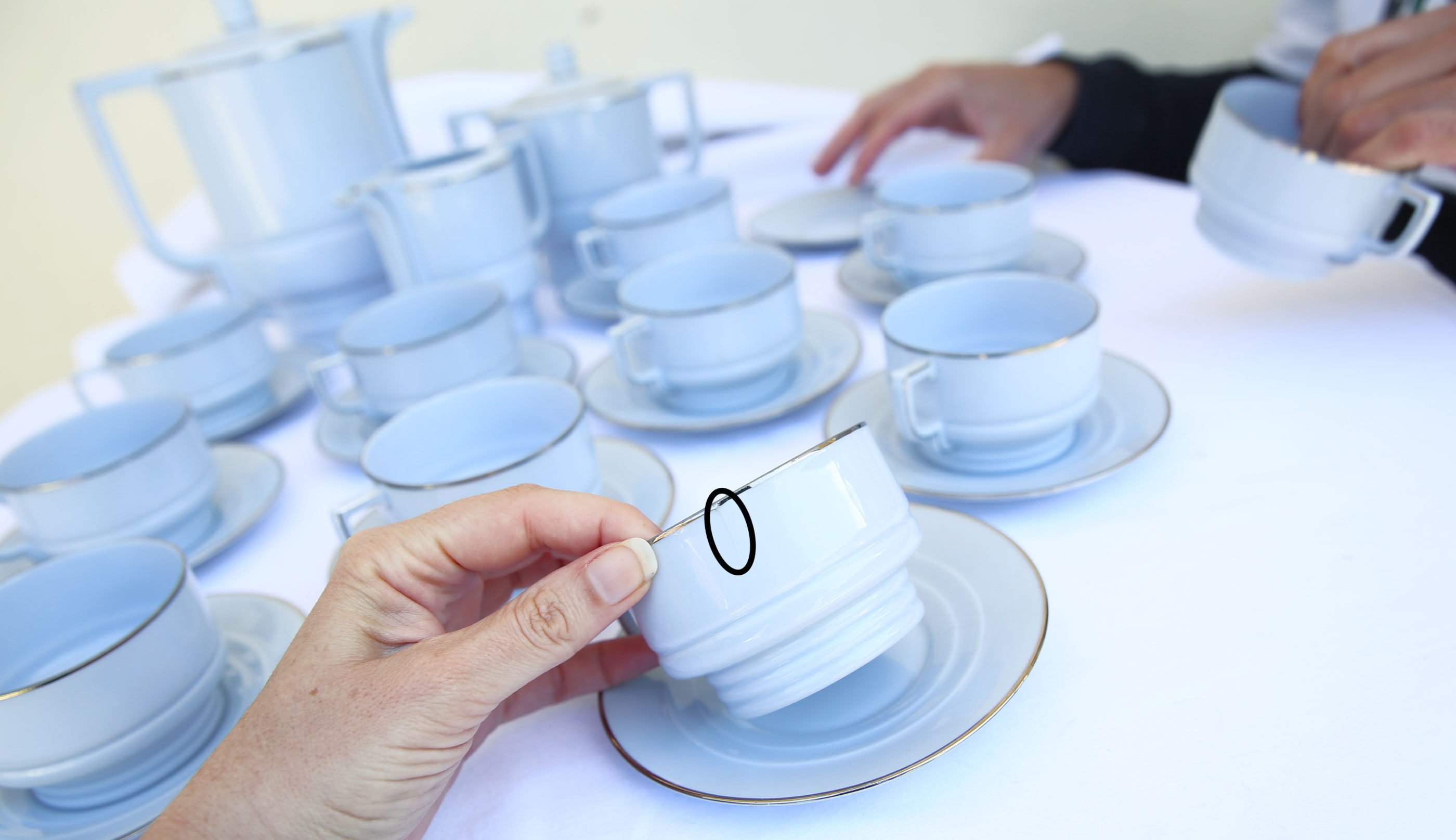 Art Deco coffee service in pale grey blue porcelain