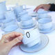 Art Deco coffee service in pale grey blue porcelain