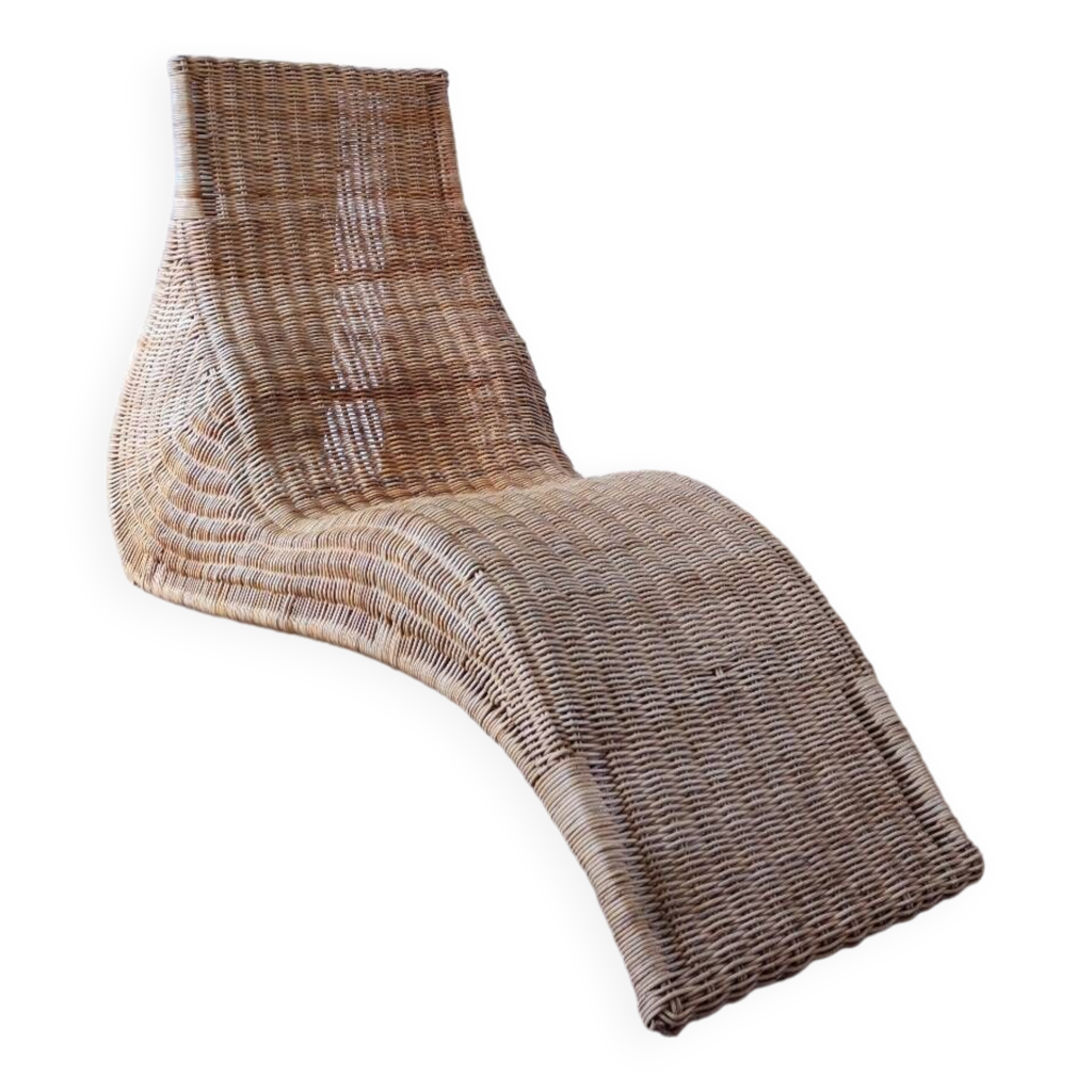 Ikea Rattan Wing Chair Mid-Century Italian Bamboo Woven Rattan