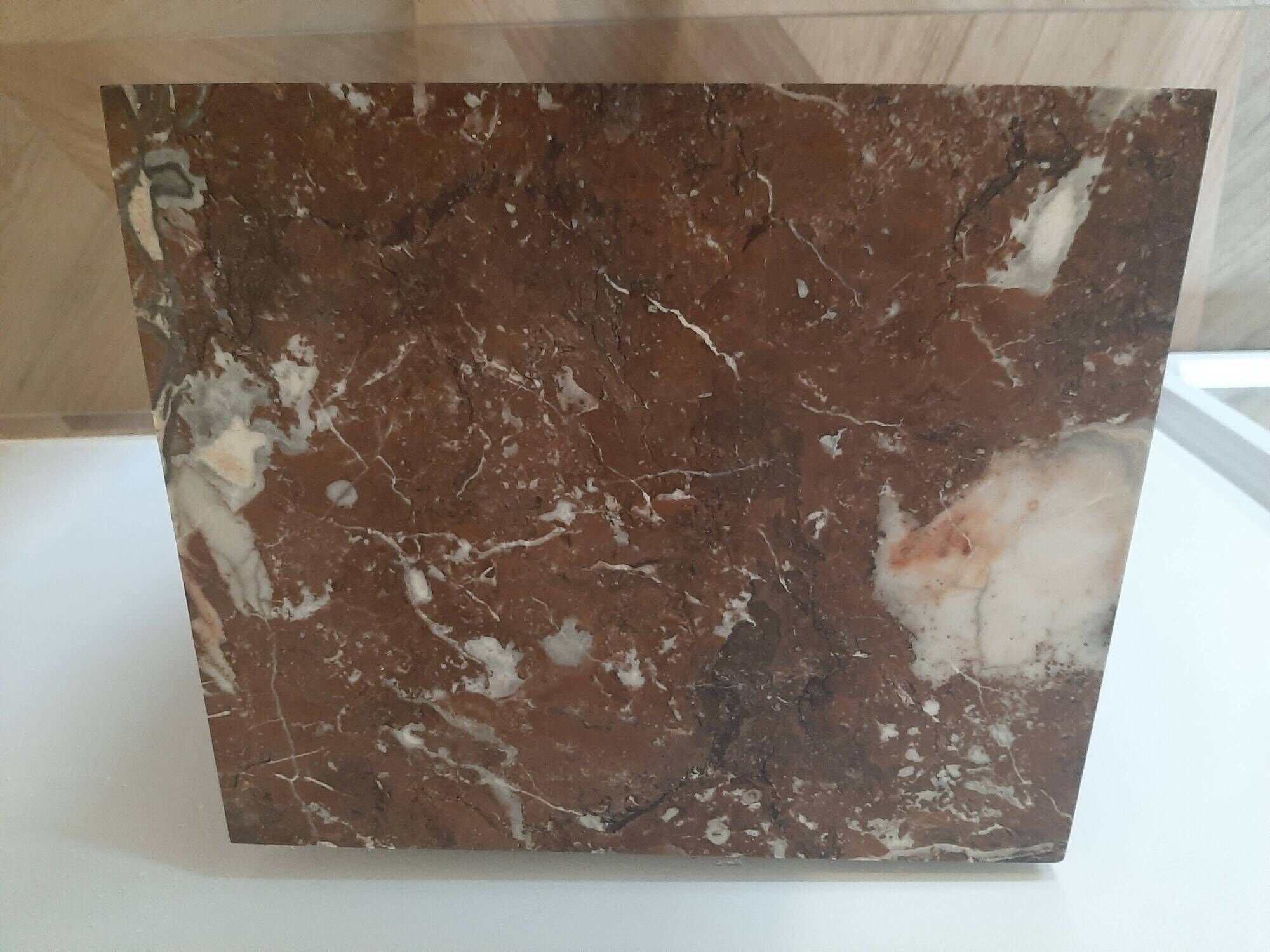 pretty Louis XVI Style bedside cabinet - 1 drawer - 1 Elm Burl marble tray door