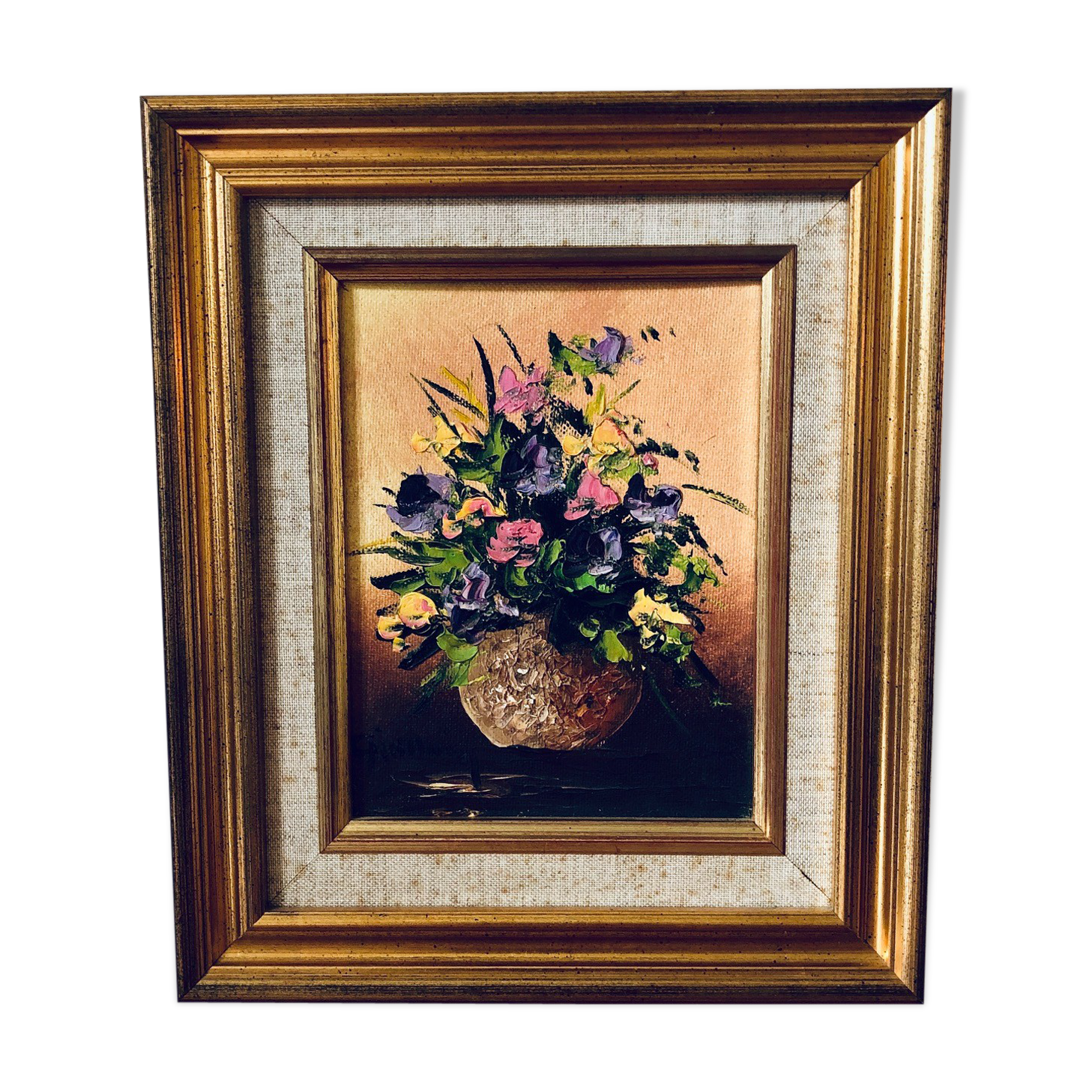 Signed painting on canvas, bouquet of flowers