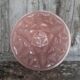 Vintage Art Deco ceiling light, bowl suspension with leaf patterns, pink.