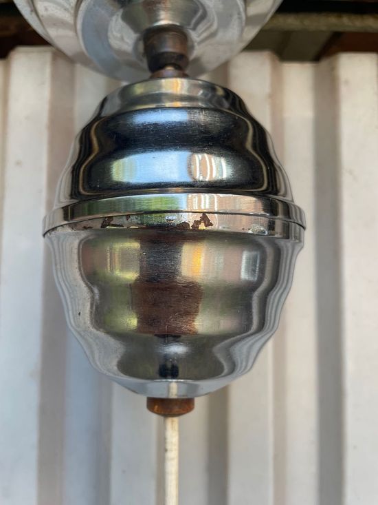 Art Deco suspension chrome and opaline 1950s