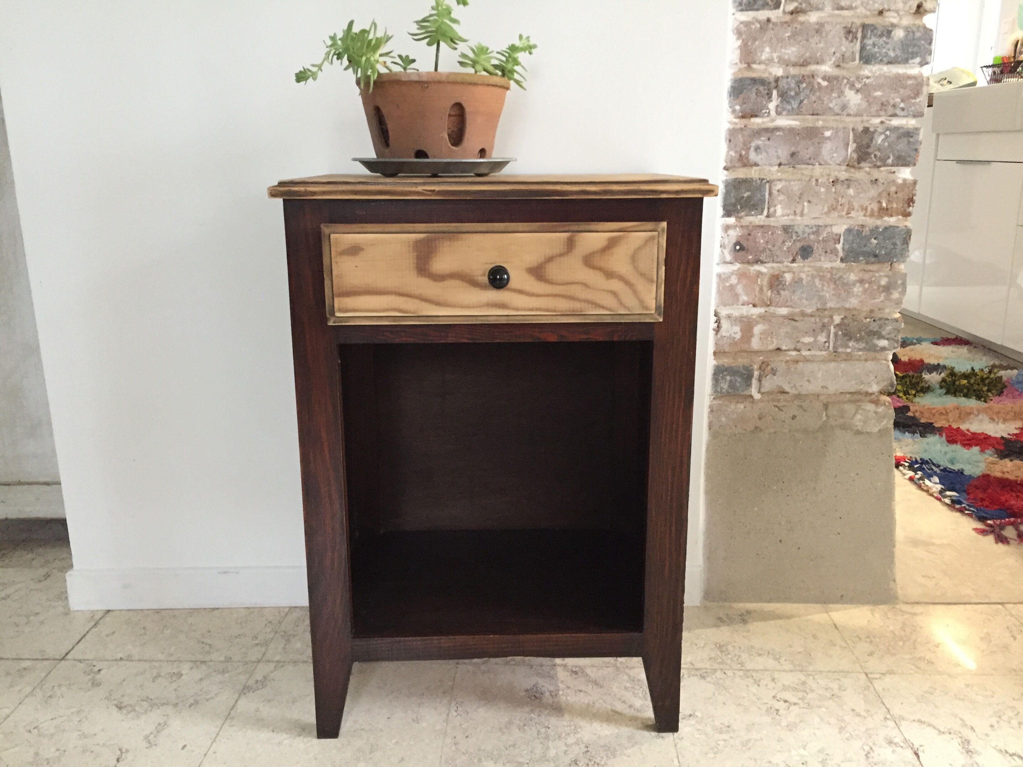 Vintage bedside tables legs compass