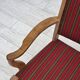 1970s, Danish armchair, striped red furniture wool, solid oak wood.
